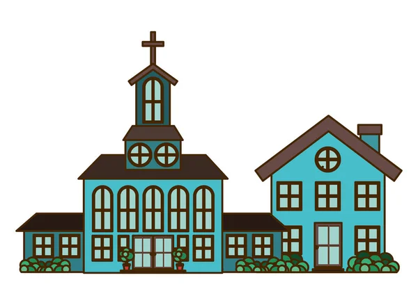 Igreja na vizinhança ícone isolado — Vetor de Stock