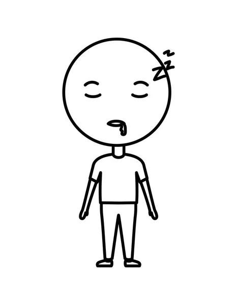 Emoticon dos desenhos animados com corpo adormecido personagem kawaii —  Vetores de Stock