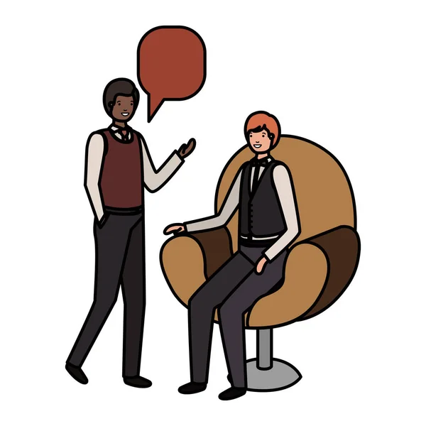 Affärs män med tal bubbla avatar karaktär — Stock vektor