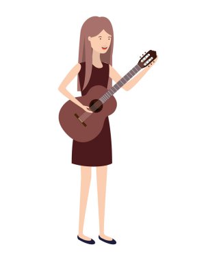 gitar karakteri ile genç kadın