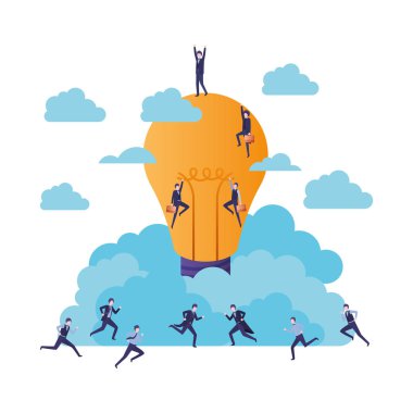 Ampul avatar karakter ile işadamları