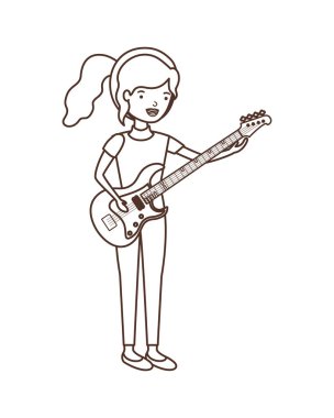 Elektrikli gitar karakteri ile genç kadın