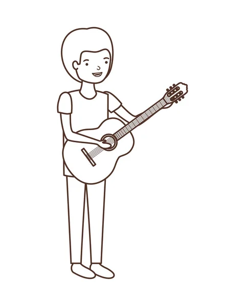 Junger Mann mit Gitarrencharakter — Stockvektor