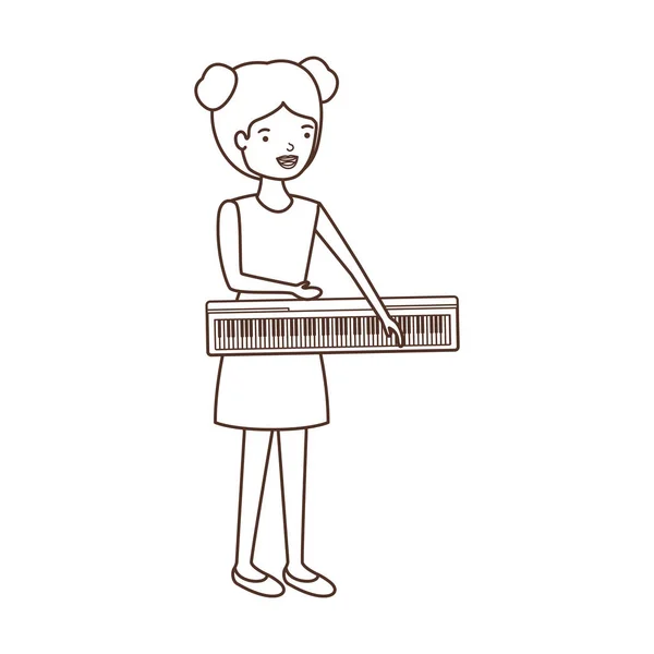 Молодая женщина с характером фортепиано — стоковый вектор