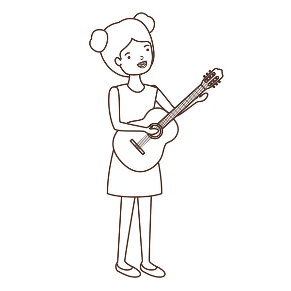 Mujer joven con carácter de guitarra — Vector de stock