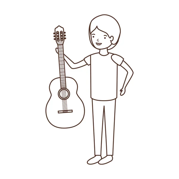 Young man with guitar character — Stock Vector