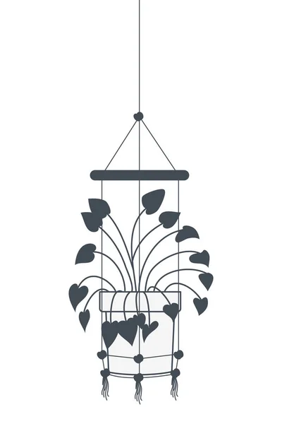 Planta de interior en macramé perchas icono — Vector de stock