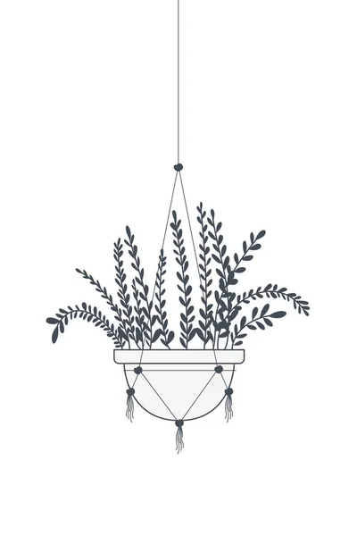 Zimmerpflanze auf Makramidenbügel-Symbol — Stockvektor