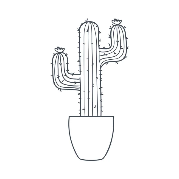 Cactus avec icône isolée en pot — Image vectorielle