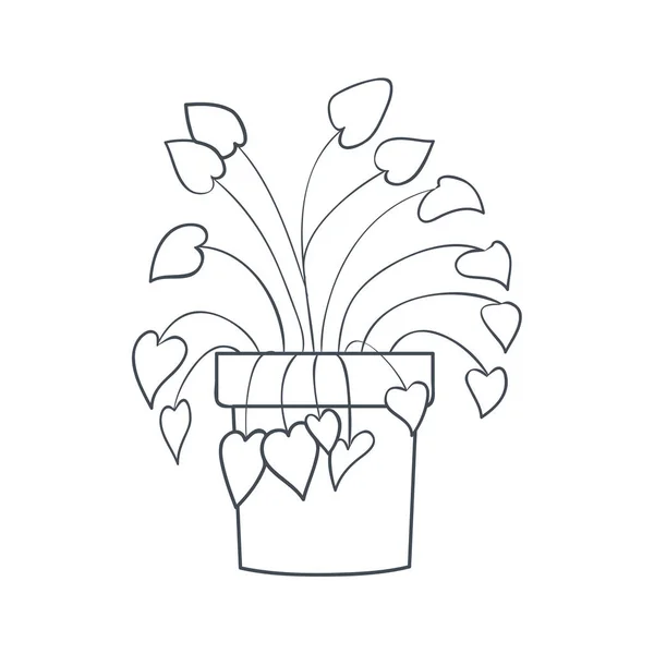 화분에 심은 고립 된 아이콘이있는 식물 — 스톡 벡터