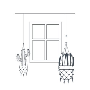 macrame askıları simgesi üzerinde houseplants