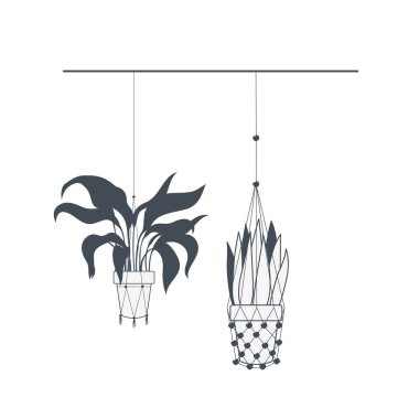 macrame askıları simgesi üzerinde houseplants