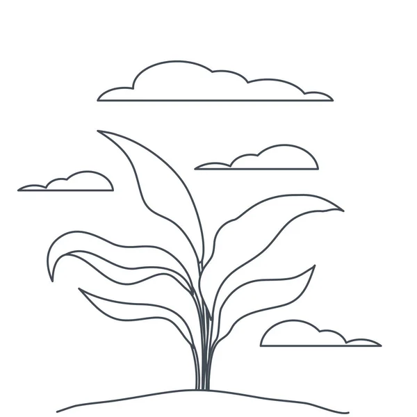 Planta en paisaje icono aislado — Vector de stock