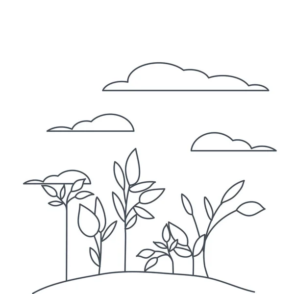Roślina w krajobrazie na białym tle ikona — Wektor stockowy