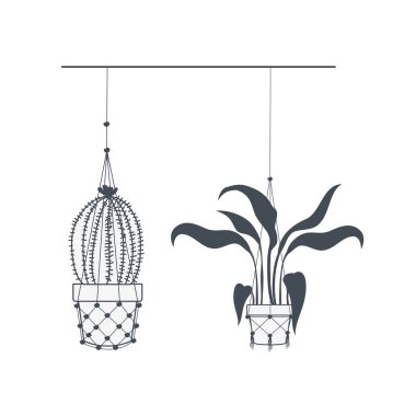 macrame askıları simgesi üzerinde houseplants