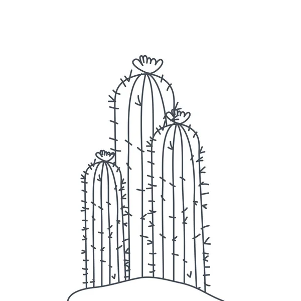 Kaktus w krajobraz na białym tle ikona — Wektor stockowy