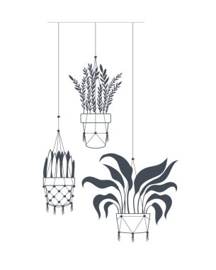 macrame askıları simgesi üzerinde houseplants