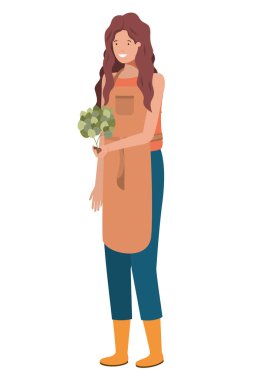 Bitki avatarı karakterli genç kadın bahçıvan.