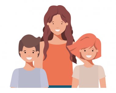 aile gülümseyen ve avatar karakter sallayarak