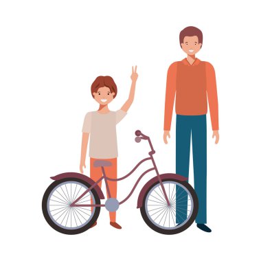 Bisiklet avatar karakter ile baba ve oğul