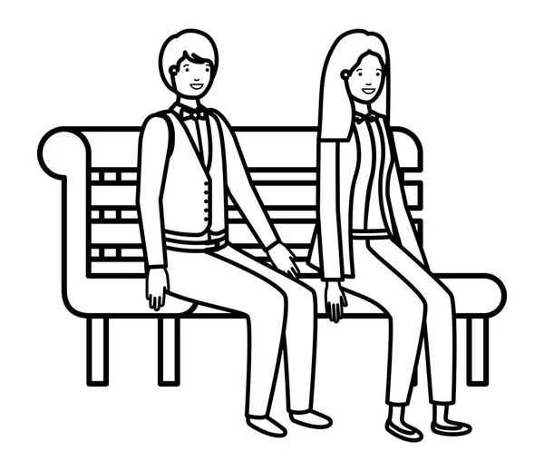 Par affärer sitter i Park stolen avatar karaktär — Stock vektor