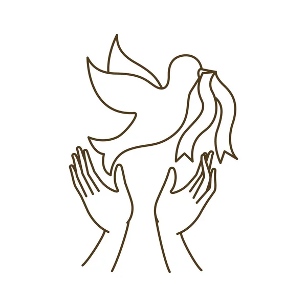 Paloma de la paz con las manos abiertas carácter avatar — Archivo Imágenes Vectoriales
