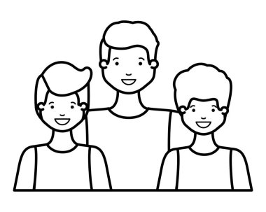 aile gülümseyen ve avatar karakter sallayarak