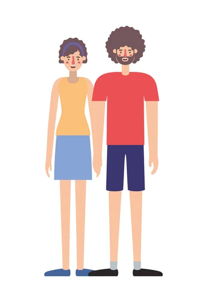 Ícones de personagens avatar casal — Vetor de Stock