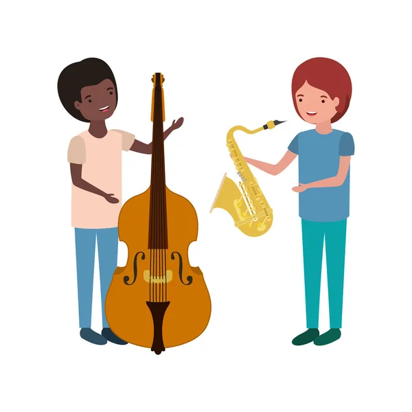 Hombres con carácter de instrumentos musicales — Vector de stock