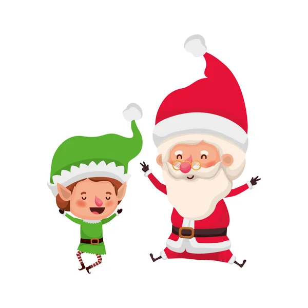 Ο Άγιος Βασίλης με το ξωτικό κινούμενο χαρακτήρα avatar — Διανυσματικό Αρχείο