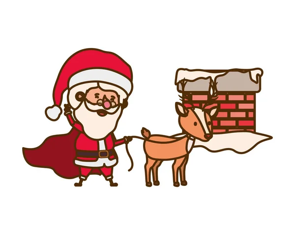 Santa claus with reindeer avatar character — Stock Vector