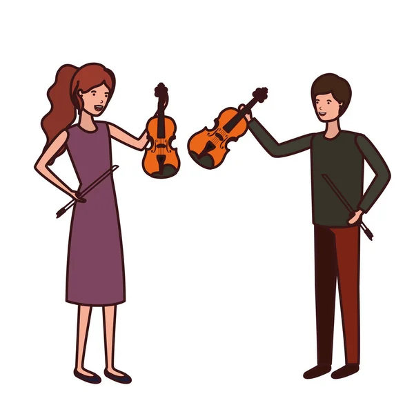 Paar mit Musikinstrumenten Avatar-Charakter — Stockvektor