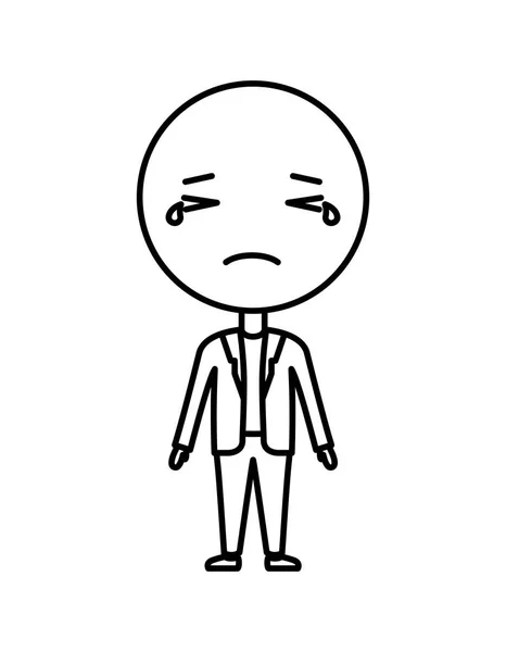 Cartoon crying emoticon with body kawaii character — Stock Vector