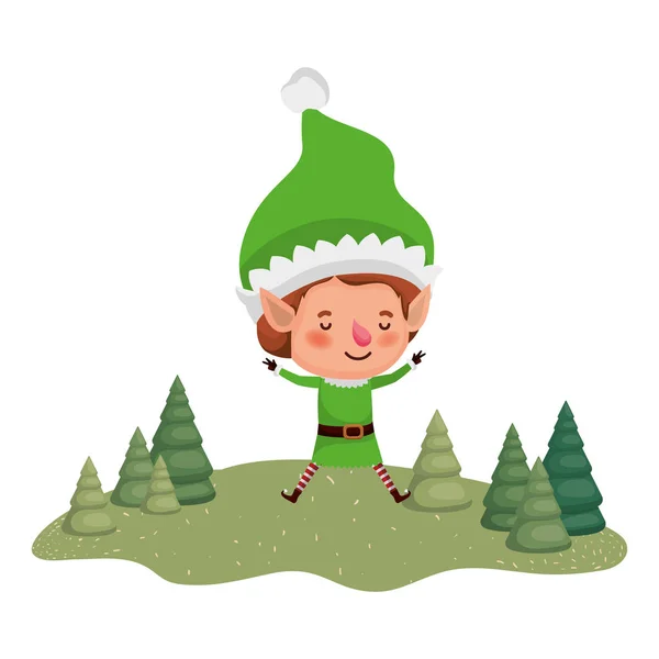 Elf mozog a karácsonyfát avatar karakter — Stock Vector