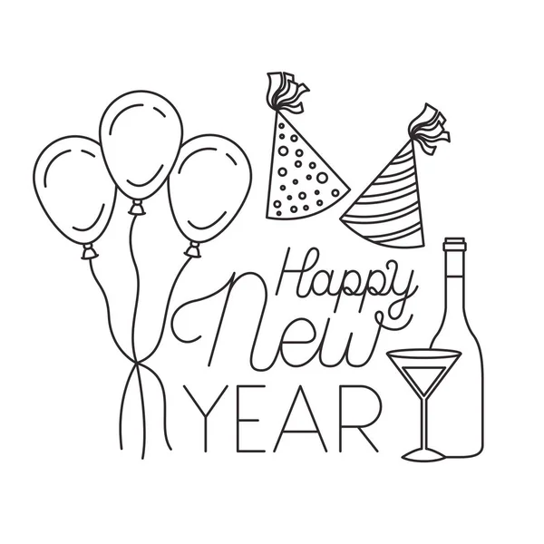 Happy New Year met decoratieve elementen — Stockvector