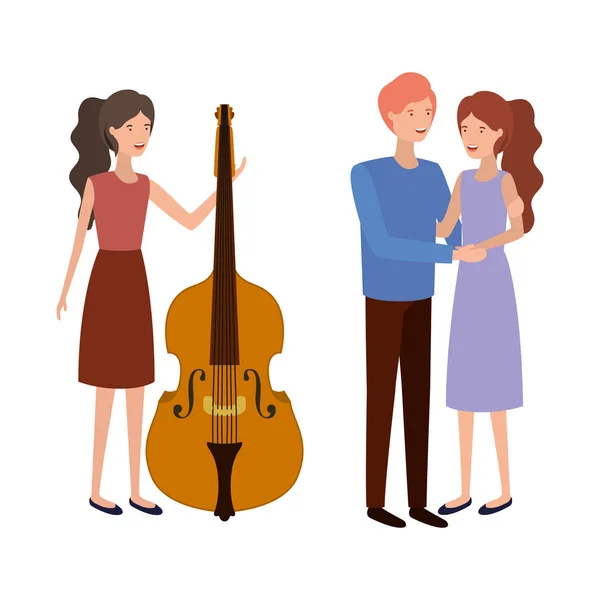 Group of people with musical instrument — Stock Vector