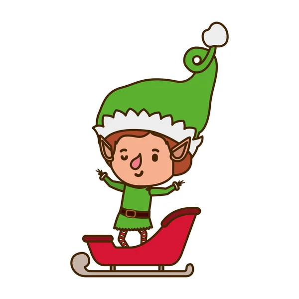 Elf with sleigh avatar chatacter — Stock Vector