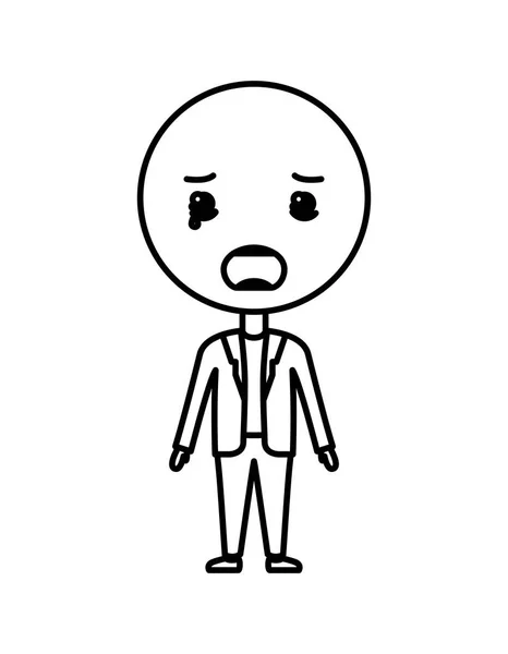 Cartoon sad emoticon with body kawaii character — Stock Vector