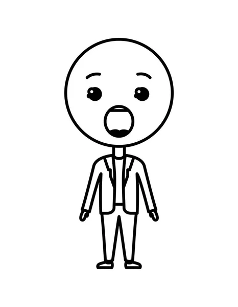 Cartoon verrast emoticon met lichaam kawaii karakter — Stockvector