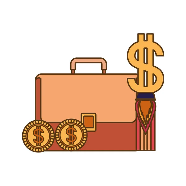 Valise homme d'affaires avec symbole dollar — Image vectorielle