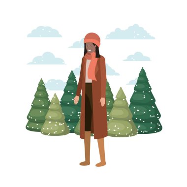 kış giysileri ve kış pines avatar karakter olan kadın