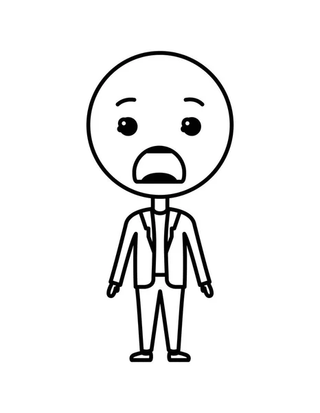 Émoticône de colère de dessin animé avec le corps kawaii caractère — Image vectorielle