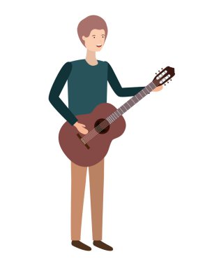 gitar karakteri ile genç adam