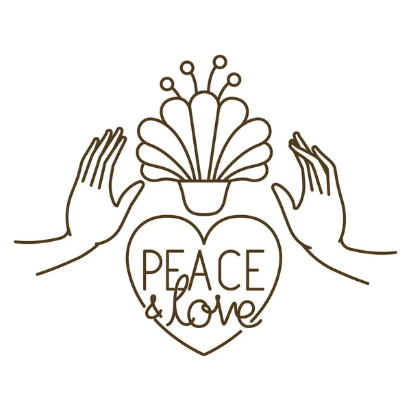 打开手与花，和平和爱 — 图库矢量图片