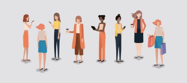 smartphone kullanarak kadın grubu