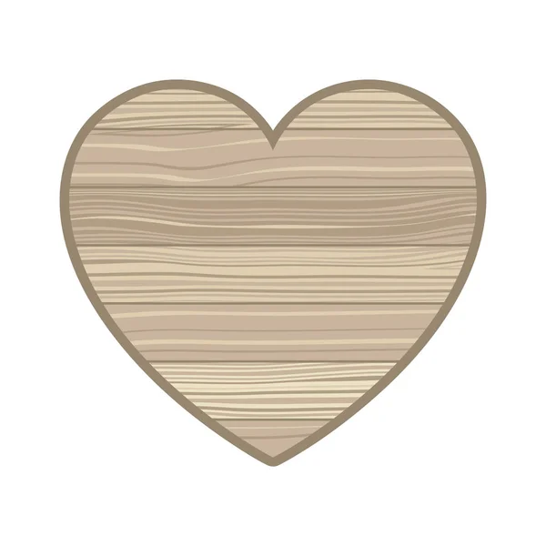 Serce z drewnianą teksturę na białym tle ikona — Wektor stockowy