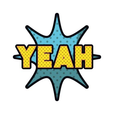 Evet konuşma kabarcık izole simgesi komik kelime