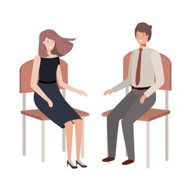 sandalye avatar karakteri oturan iş çift