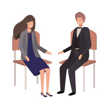 sandalye avatar karakteri oturan iş çift