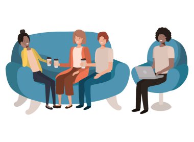 Dizüstü bilgisayar kullanan kişiler grup